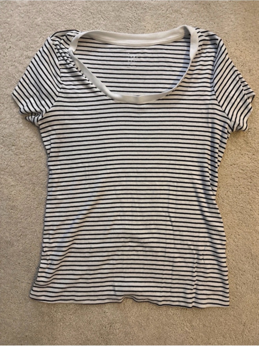 a new day Black & White Striped Scoop Neck Tee
